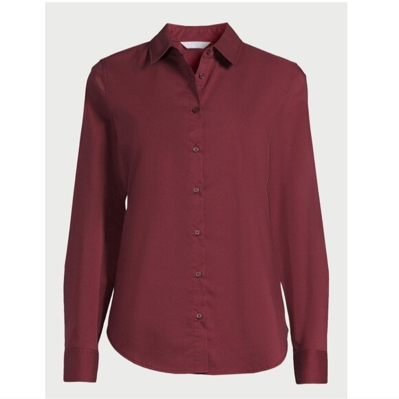 Time and Tru Women's Woven Button Down Shirt, Sizes S - Picture 1 of 8